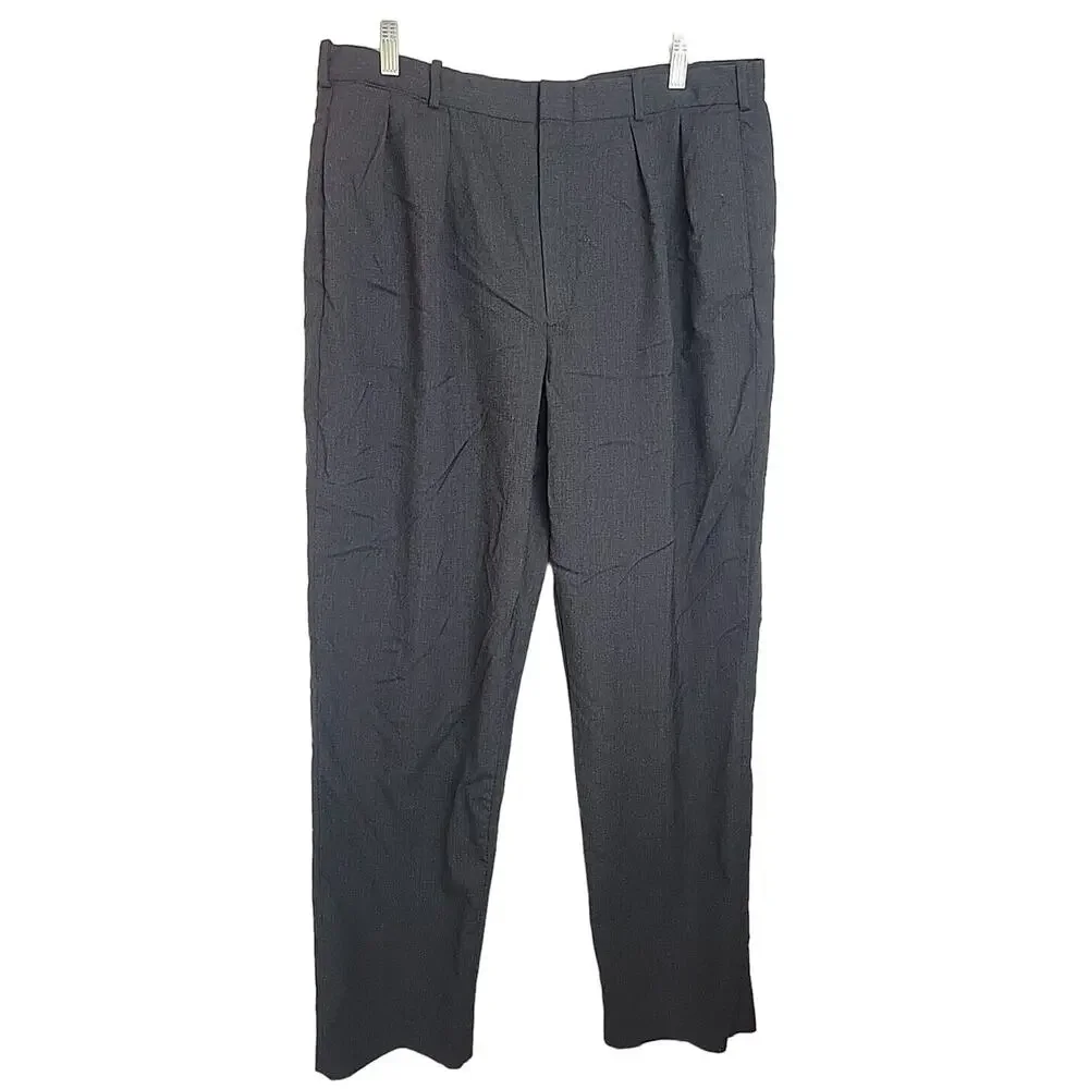 Lands' End Black Straight Leg Wool Career Casual‎ Dress Pants Mens Size 34 Long